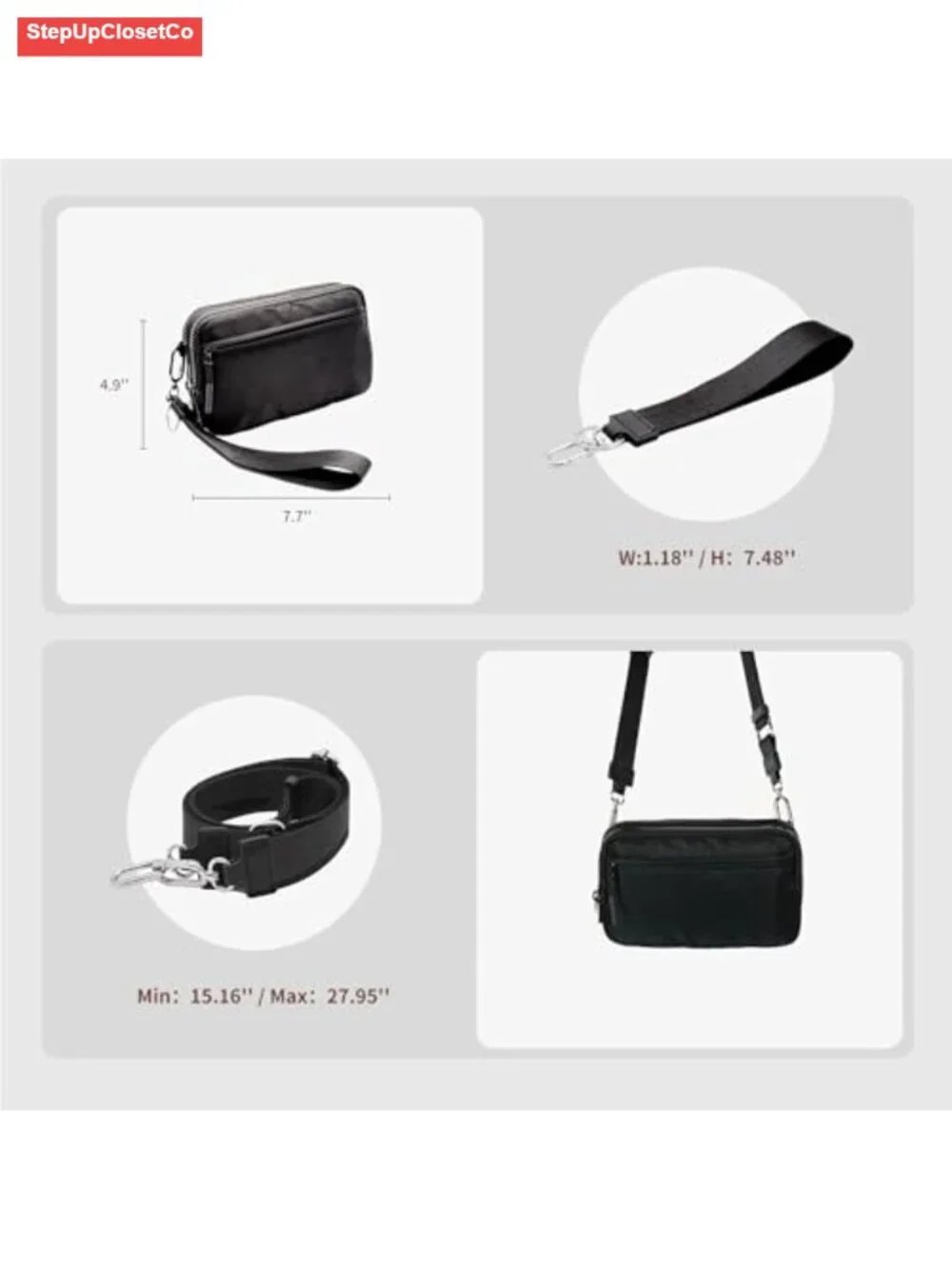 Wristlet Wallets for Women Nylon RFID Crossbody Bag Convertible